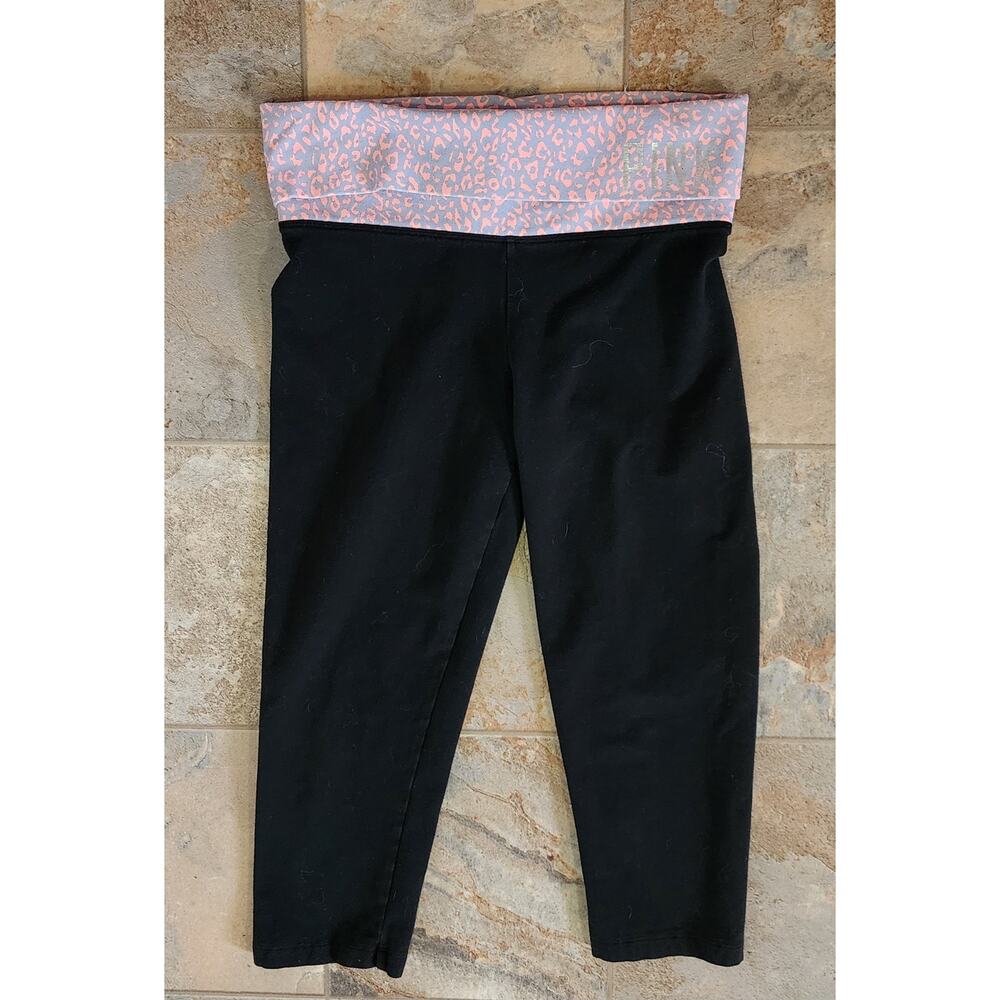 Pink Victoria Secret Yoga black orange cropp embellished pants, size XS leggings